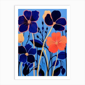 Blue Flower Illustration Nasturtium 1 Art Print