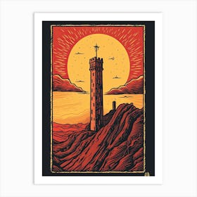 The Tower Tarot Card, Vintage 3 Art Print