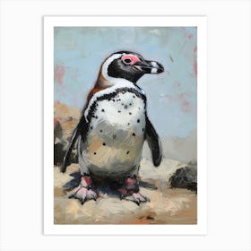 African Penguin Livingston Island Oil Painting 2 Art Print