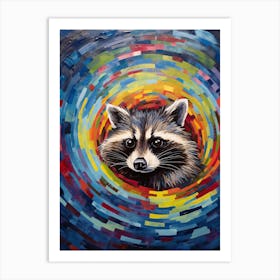A Raccoon Swimming In River In The Style Of Jasper Johns 3 Art Print