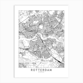 Rotterdam White Map Line Art Print