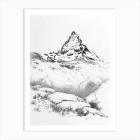 Alpamayo Peru Line Drawing 2 Art Print