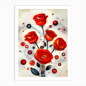 Whispers of Red: A Dance of Roses Art Print