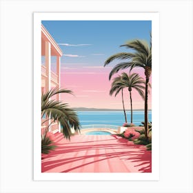 An Illustration In Pink Tones Of Palm Beach Sydney Australia 2 Art Print