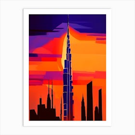 Burj Khalifa Geometric Sunset Art Print