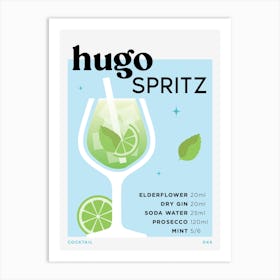 Hugo Spritz in Blue Cocktail Recipe Art Print