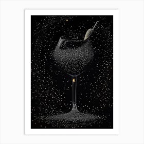 Black Magic Pointillism Cocktail Poster Art Print