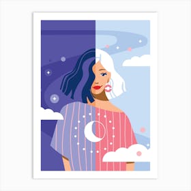 Sun / Moon Girl –Art Print Art Print