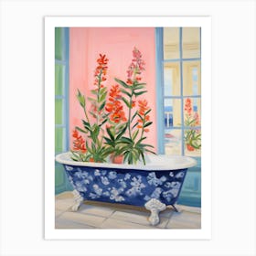 A Bathtube Full Of Snapdragon In A Bathroom 3 Art Print