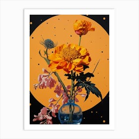 Surreal Florals Marigold 1 Flower Painting Art Print