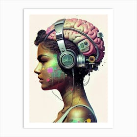 Brain headphones  Art Print