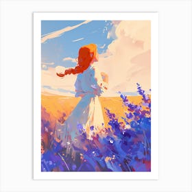 A Girl In Lavender Fields Art Print