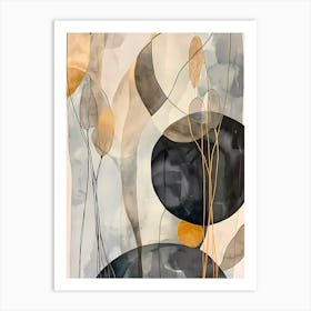 Abstract Painting leaves and circles Art Print