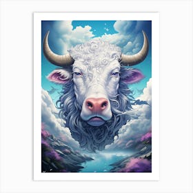 Cow With Horns Art Print
