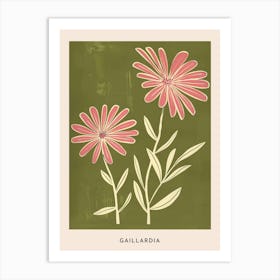 Pink & Green Gaillardia 1 Flower Poster Art Print