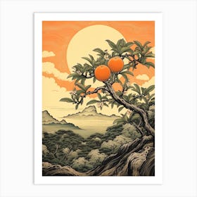 Tachibana Mandarin Orange 2 Japanese Botanical Illustration Art Print