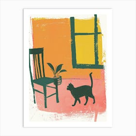 Cat And Chair Art Print