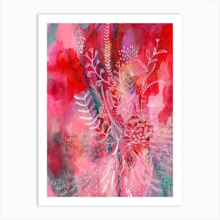 Pink And Red Patterns Art Print