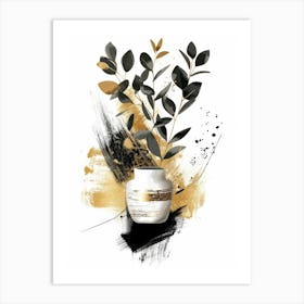 Gold And Black Abstract Painting 7 Art Print