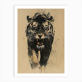 Badass Angry Tiger Ink Painting Art Print