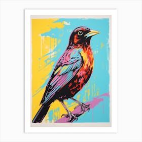 Andy Warhol Style Bird Blackbird 3 Art Print