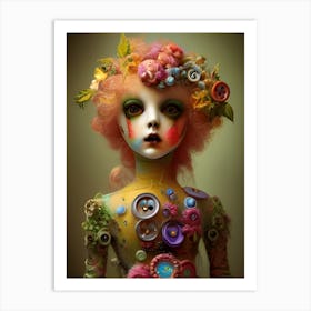Enigmatic Doll Chronicles Psychedelic Fusion Of Elegance And Eeriness Art Print
