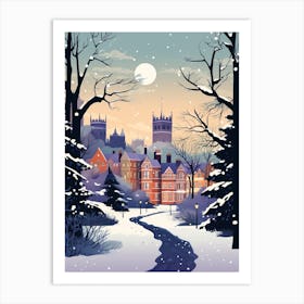 Winter Travel Night Illustration Windsor United Kingdom 3 Art Print