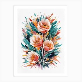 Colorful Watercolor Flowers Art Print