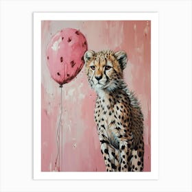 Cute Cheetah 2 With Balloon Art Print