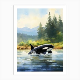 Watercolour Orca Whale Muted Colours Art Print