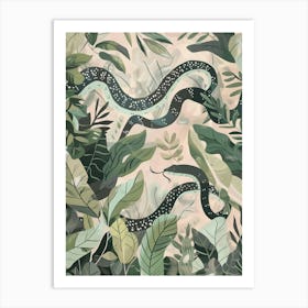 Snakes Pastels Jungle Illustration 3 Art Print