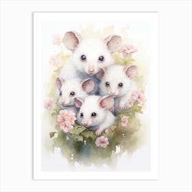 Light Watercolor Painting Of A Mother Possum 3 Art Print