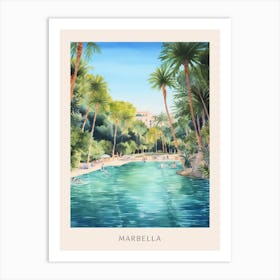 Swimming In Marbella Spain Watercolour Poster Art Print