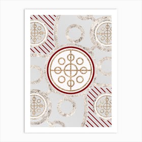 Geometric Glyph in Festive Gold Silver and Red n.0081 Art Print