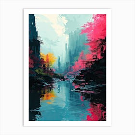 City By The River | Pixel Minimalism Art Series Art Print