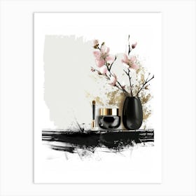 Black And Gold Cosmetics Art Print