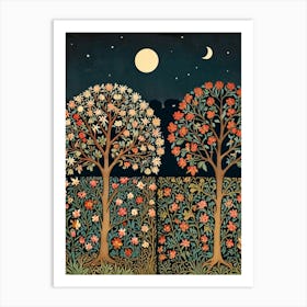 William Morris Moonlight Trees Art Print