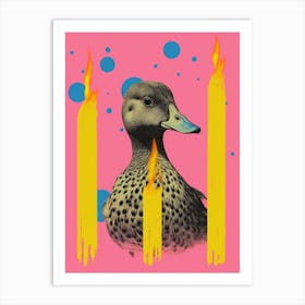 Duck Collage With Candles Art Print