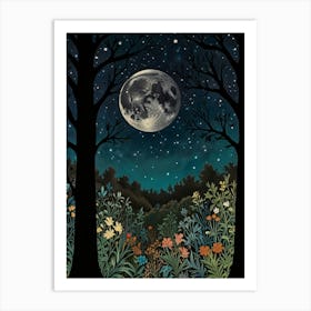 Moonlight In The Woods Style William Morris Art Print