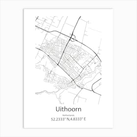 Uithoorn,Netherlands Minimalist Map Art Print