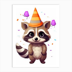 Cute Kawaii Cartoon Raccoon 10 Art Print