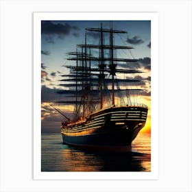 Sailing Ship At Sunset 7 Art Print