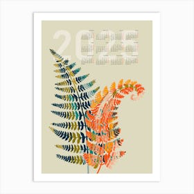 Calendar 2025 colorful fern leaves Art Print