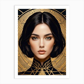 Geometric Woman Portrait Luxury Gold (21) Art Print