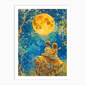 Baby and Moon Art Print