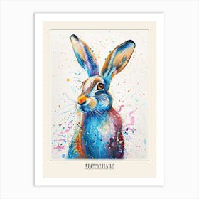 Arctic Hare Colourful Watercolour 2 Poster Art Print