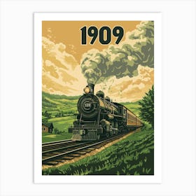 Aihrgdesign A Vintage Travel Poster Of A Powerful Steam Locom B921fb8f 4aaa 4605 B803 4605877cd1e1 0 Art Print