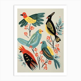 Folk Style Bird Painting Northern Cardinal 5 Art Print