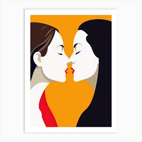 Two Women Kissing, Erotic Art Art Print