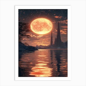 Moon In The Water Art Print